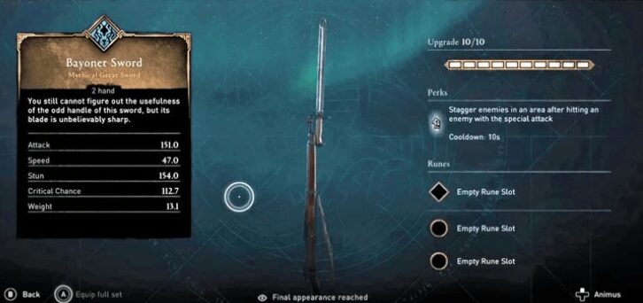 штык-меч из игры assassin's creed valhalla