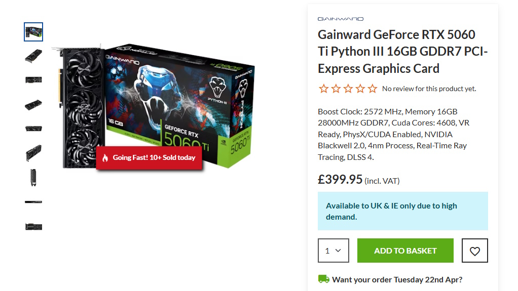 I’m flabbergasted you can get an RTX 5060 Ti 16 GB for MSRP in the UK